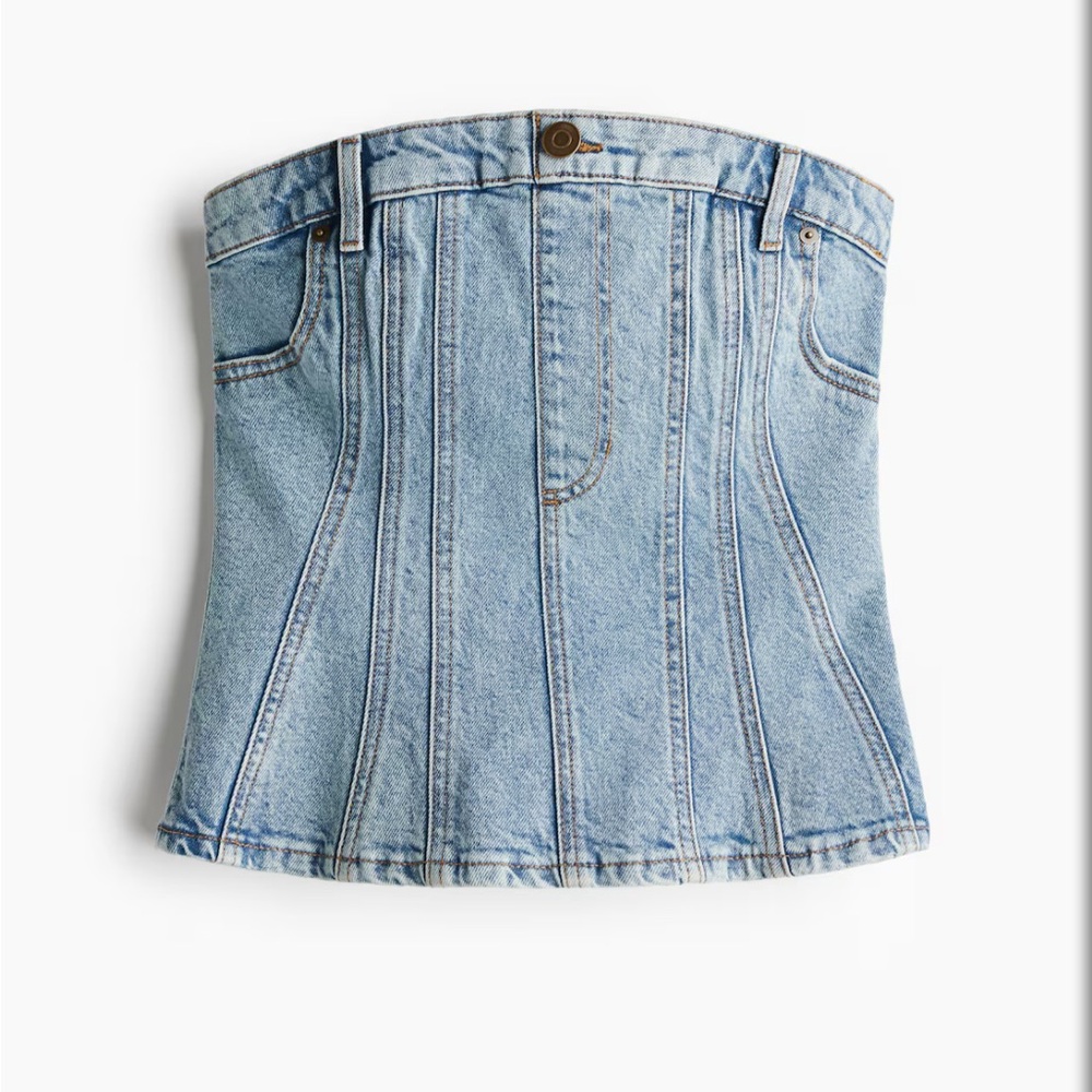 H&M Light Blue Denim Corset Top